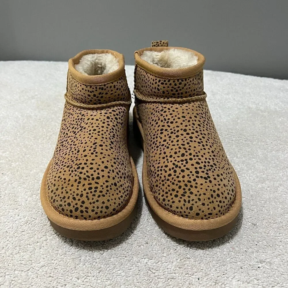 Cushionaire Womens Hipster Cozy Ankle Slip On Boot 6.5 Cheetah Winter Comfort